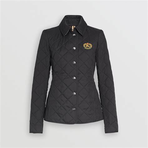 burberry embroidered crest diamond quilted jacket|burberry diamond quilted jacket sale.